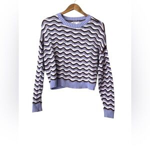 Hollister crotchet knit stripe sweater cotton pullover
